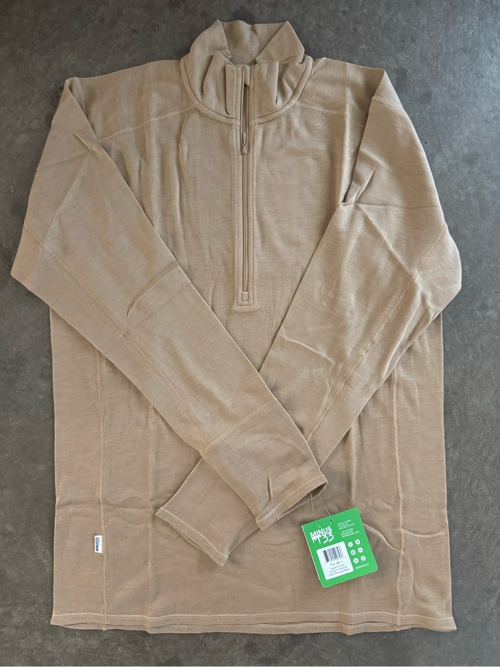 Men's Tan Half-Zip Base Layer Top